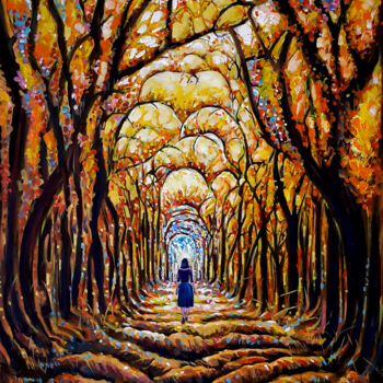 Painting titled "The Golden Forest o…" by Trayko Popov, Original Artwork, Acrylic