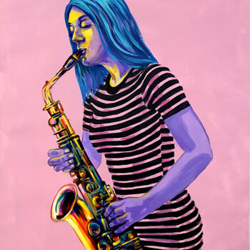 「Jazz | Music | Saxo…」というタイトルの絵画 Trayko Popovによって, オリジナルのアートワーク, アクリル