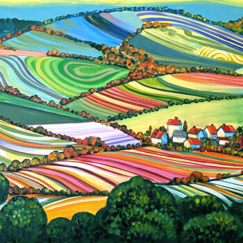 Peinture intitulée "Sunny Valley" par Trayko Popov, Œuvre d'art originale, Acrylique