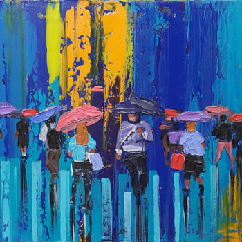 Картина под названием "Rain" - Trayko Popov, Подлинное произведение искусства, Акрил Установлен на Деревянная рама для носил…