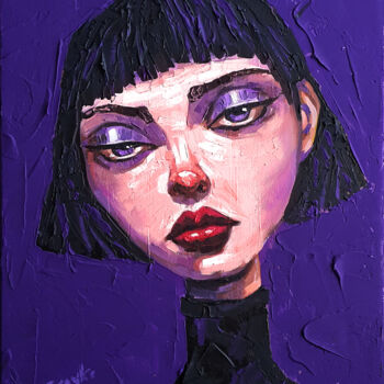 Painting titled "Violet Mood" by Trayko Popov, Original Artwork, Acrylic Mounted on Wood Stretcher frame