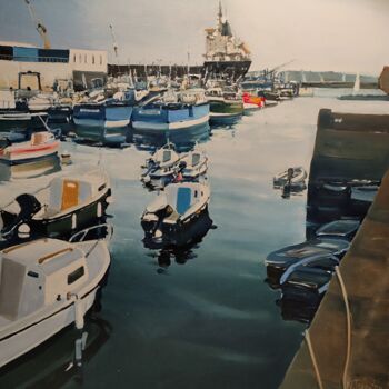 Pintura intitulada "Port de pêche Brest" por Nicolas Tréanton, Obras de arte originais, Óleo