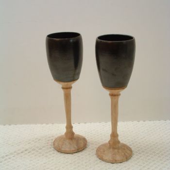 Sculpture titled "Pair of Chalices #85" by David Tremaine, Original Artwork, Ceramics