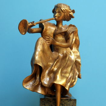 Sculpture intitulée "муза трубящая" par Inga Savranskaia, Œuvre d'art originale, Coulage