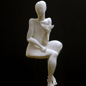 Sculpture intitulée "девочка с арбузом" par Inga Savranskaia, Œuvre d'art originale