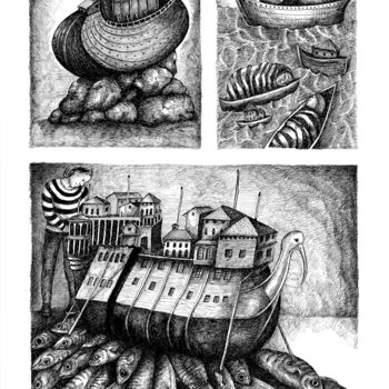 Gravures & estampes intitulée ""flottaison intime"" par Mélissa Tresse, Œuvre d'art originale, Sérigraphie