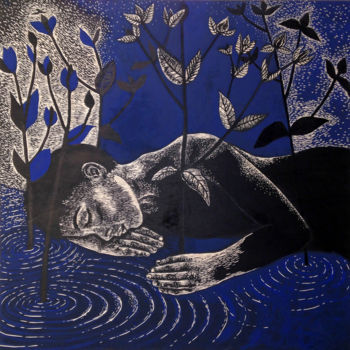 Estampas & grabados titulada "l'endormi" por Mélissa Tresse, Obra de arte original, Grabado