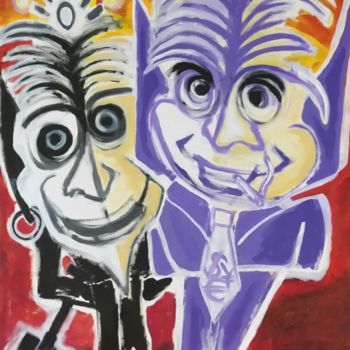 Painting titled "don capo and his un…" by Bjoern Treuter, Original Artwork, Acrylic