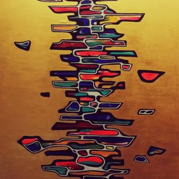 Painting titled "soltaz 0017 on gold" by Bjoern Treuter, Original Artwork, Acrylic