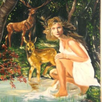 Painting titled "Diane" by Véronique Treuveur, Original Artwork