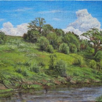 Картина под названием "Река Дрисса" - Алексей Кузьмин, Подлинное произведение искусства, Масло