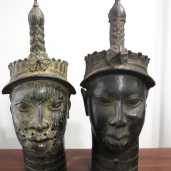Sculpture titled "Ife Royal Bronze He…" by Suki Fll, Original Artwork