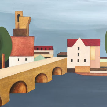 Pintura titulada "The French Bridge" por Alexander Trifonov, Obra de arte original, Oleo Montado en Bastidor de camilla de m…