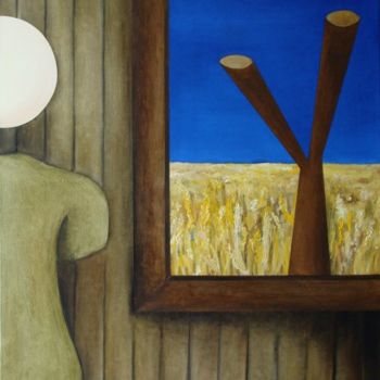 Painting titled "Window in the field" by Alexander Trifonov, Original Artwork, Oil