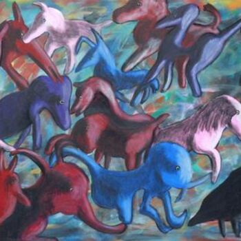 Pintura titulada "Manada com Abutres" por Trigueiro, Obra de arte original