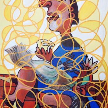 Pintura intitulada "Mulher a Degolar Ga…" por Trigueiro, Obras de arte originais
