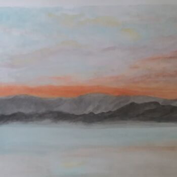 Painting titled "California Sunset" by Trina Cameron, Original Artwork, Watercolor