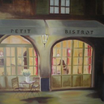 Painting titled "Le petit bistrot" by Sandrine Trinquet, Original Artwork