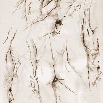 Картина под названием "Male bodies" - Triptih Art, Подлинное произведение искусства, Масло