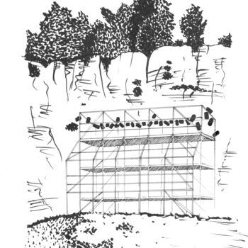 Drawing titled "Théâtre de l'abri 8" by Tristan Ligen, Original Artwork