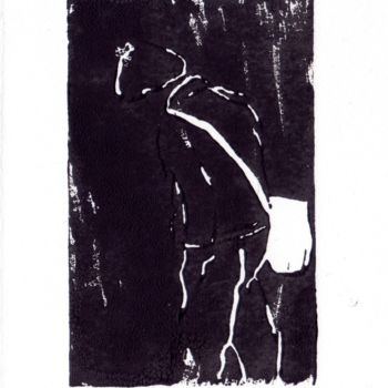 Druckgrafik mit dem Titel "Passant 2" von Tristan Ligen, Original-Kunstwerk, Linoldrucke