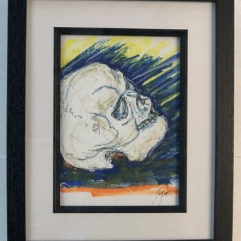 Disegno intitolato "Crâne bleu" da Tristan Morlet, Opera d'arte originale, Pennarello