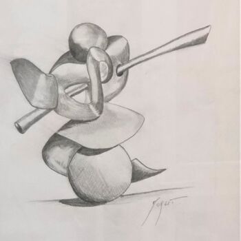 Drawing titled "L'équilibriste" by Tristan Morlet, Original Artwork, Pencil