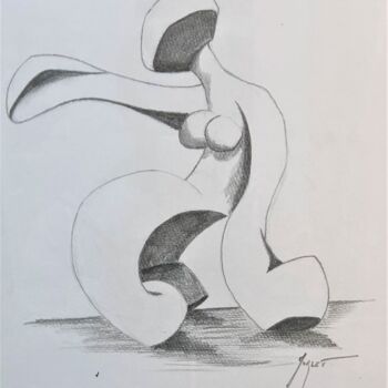 Dibujo titulada "La tireuse de pétan…" por Tristan Morlet, Obra de arte original, Grafito