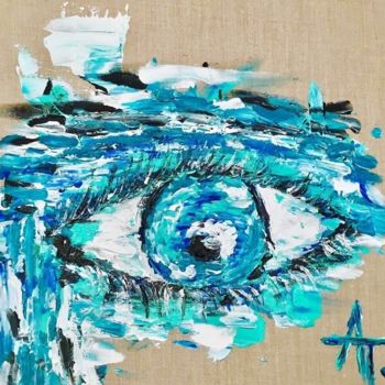 Painting titled "oeil" by Tristan Blond, Original Artwork, Acrylic