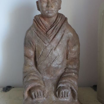 雕塑 标题为“Moine asiatique” 由Elisabeth Feixes-Troin, 原创艺术品, 粘土