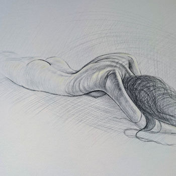 Drawing titled "akt-3" by Katerina Evgenieva, Original Artwork, Pencil