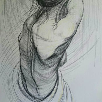Drawing titled "akt-4" by Katerina Evgenieva, Original Artwork, Pencil