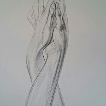 Drawing titled "hands-1" by Katerina Evgenieva, Original Artwork, Pencil