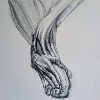 Dessin intitulée "hands-4" par Katerina Evgenieva, Œuvre d'art originale, Crayon