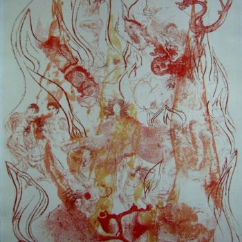 Peinture intitulée "Fire" par Katerina Evgenieva, Œuvre d'art originale