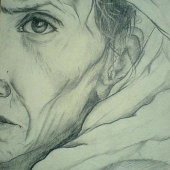 Dessin intitulée "Old Woman" par Katerina Evgenieva, Œuvre d'art originale