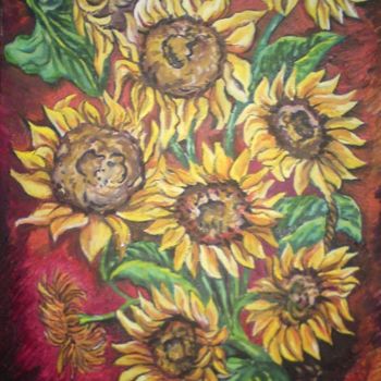 Painting titled "Sunflower" by Katerina Evgenieva, Original Artwork, Oil