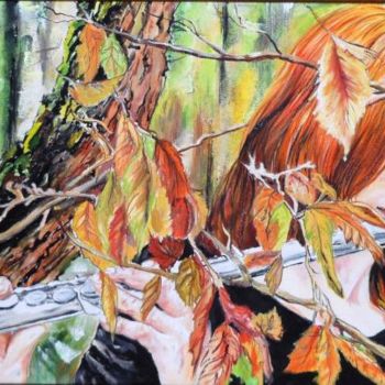Malerei mit dem Titel "Flute" von Katerina Evgenieva, Original-Kunstwerk, Öl
