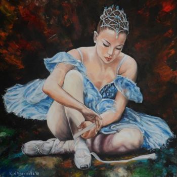Schilderij getiteld "Bluedancer" door Katerina Evgenieva, Origineel Kunstwerk, Olie