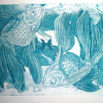 Gravures & estampes intitulée "Pisces" par Katerina Evgenieva, Œuvre d'art originale