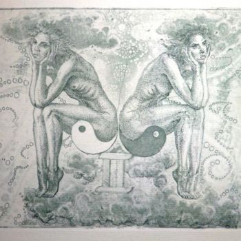 Gravures & estampes intitulée "Gemini" par Katerina Evgenieva, Œuvre d'art originale