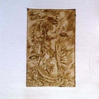 Printmaking titled "Dragon 4" by Katerina Evgenieva, Original Artwork, Engraving
