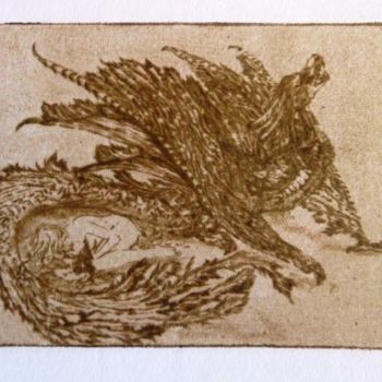 Отпечатки и Гравюры под названием "Fire Dragon" - Katerina Evgenieva, Подлинное произведение искусства, гравюра
