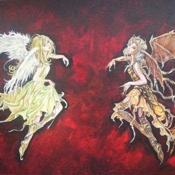 Schilderij getiteld "Fantazy angels" door Katerina Evgenieva, Origineel Kunstwerk