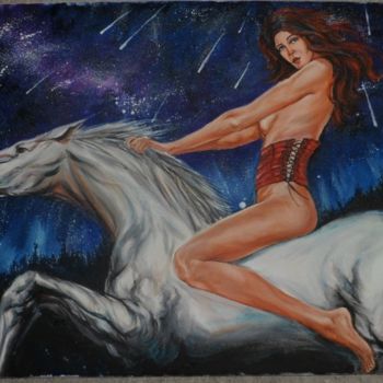 Painting titled "throes of riding" by Katerina Evgenieva, Original Artwork, Other
