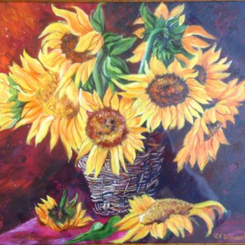 Painting titled "Sunflouer" by Katerina Evgenieva, Original Artwork