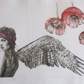 Disegno intitolato "Dream angel 4" da Katerina Evgenieva, Opera d'arte originale, Altro