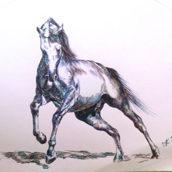 Dessin intitulée "Horse-5" par Katerina Evgenieva, Œuvre d'art originale, Encre