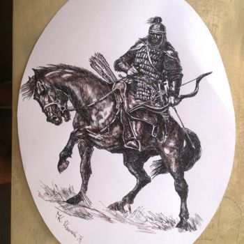 Dessin intitulée "Bulgarian han" par Katerina Evgenieva, Œuvre d'art originale, Encre