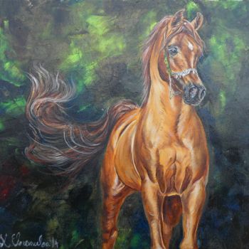 Painting titled "Handsome colt" by Katerina Evgenieva, Original Artwork, Oil